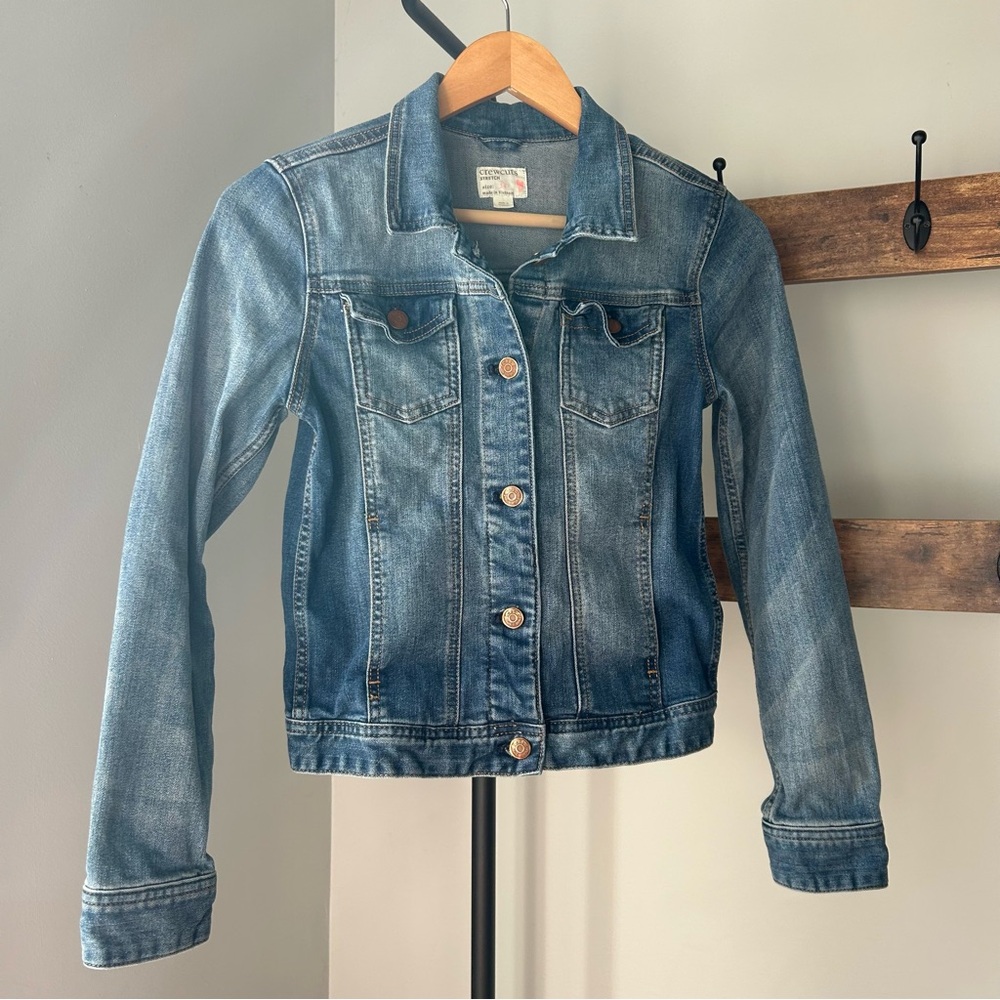 Crewcuts J crew kids girls denim jeans stretch blue jacket size 14
